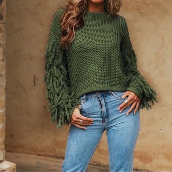 Fringe Sleeve Sweater - Picture 2 of 6